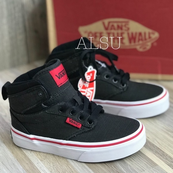 Vans Other - NWT VANS Atwood HI Rock Textile Black Red Kid’s
